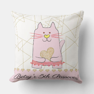 Passover 20/20" Pillow Pink Cat Ballerina
