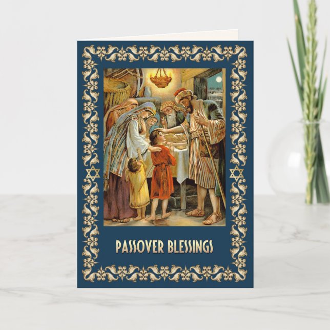 Passover Blessings. Judaica Fine Art Card (Front)