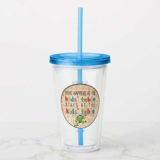 Passover Blu Acrylic Tumbler 16 oz The Kids' Table (Front)
