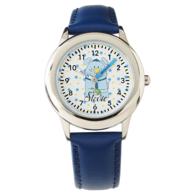 Passover Blue Dog with Frog Watch Personalise (Front)