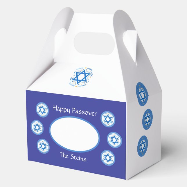 PASSOVER Blue Star of David NAME Navy Favour Box (Front)