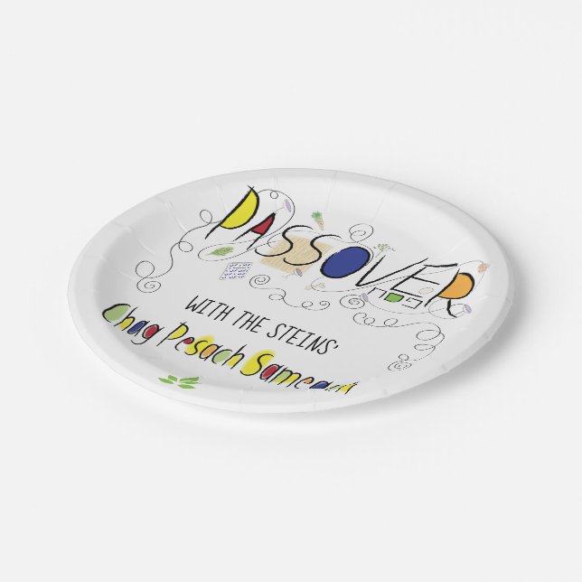 Passover Chag Sameach Paper Plate (Angled)