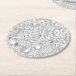 Passover Coaster<br><div class="desc">Add a festive and meaningful touch to your Seder table with this beautifully designed Passover paper coaster. Featuring a cheerful “Happy Passover” greeting, this vibrant design is filled with classic holiday symbols — the Haggadah, traditional matzos, bottles of wine, elegant wine glasses, and playful decorative doodles. Each element reflects the...</div>