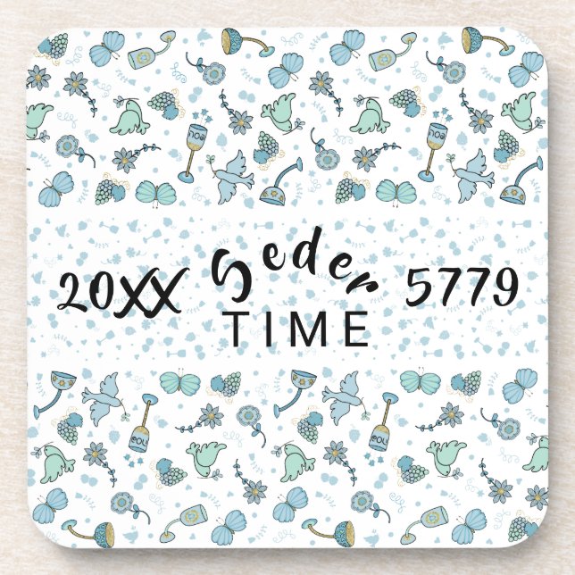 Passover Coasters "Whimsical Seder Time" (Front)
