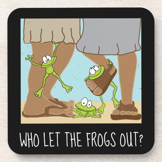 Passover Coasters Who let the frogs out? Set of 6 (Front)