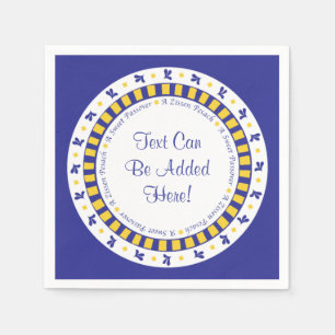 Passover Cocktail Napkins Blue/Yellow Star Pattern