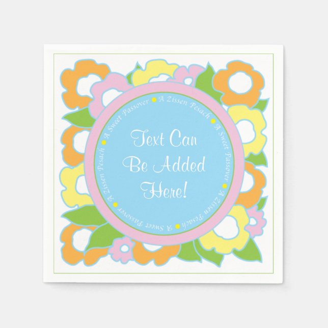 Passover Cocktail Napkins Pastel Flowers Pattern (Front)