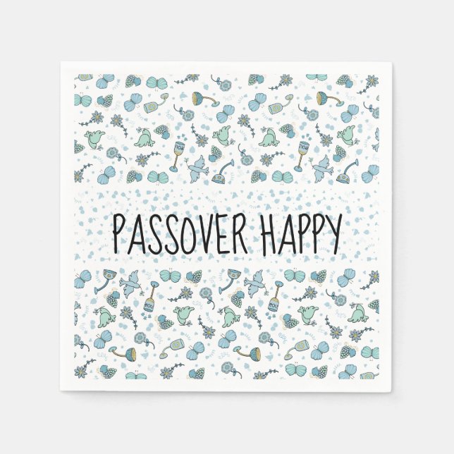 Passover Cocktail Napkins Whimsical Seder Pattern (Front)