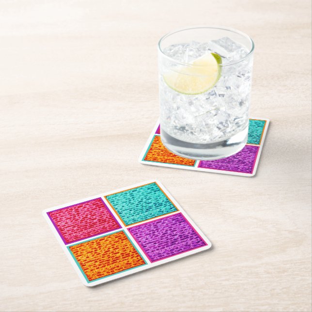 Passover Colourful Matzah Square Paper Coaster (Insitu)