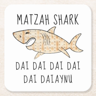 Passover Daiaynu Matzah Shark Square Paper Coaster
