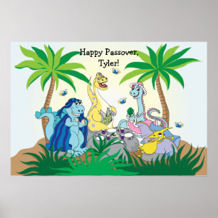 Passover Dinosaur Seder Poster 20 x 24 Matt Finish