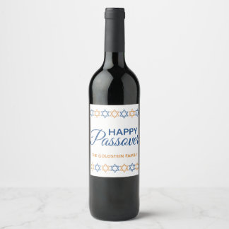 Passover Elegant Blue and Gold Star of David Wine Label
