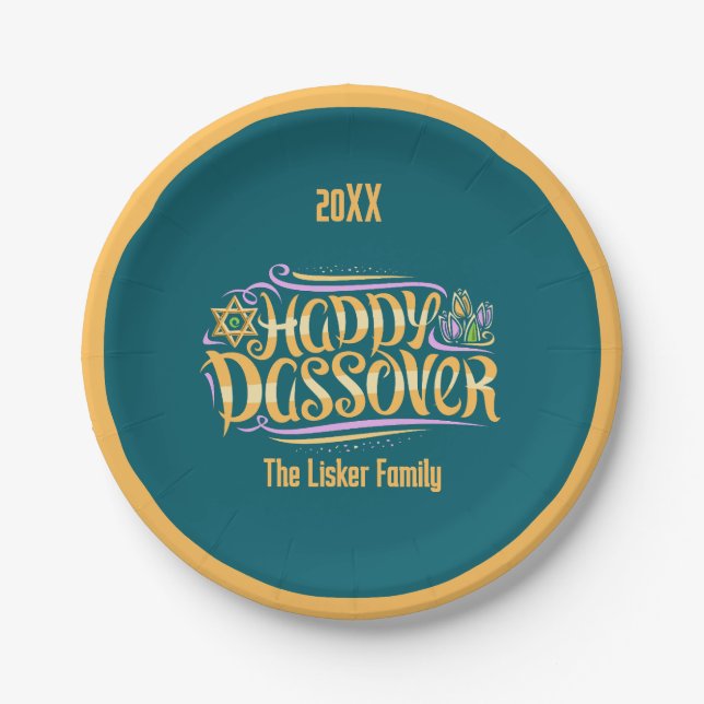 Passover Family Seder Dinner Paper Plate (Front)