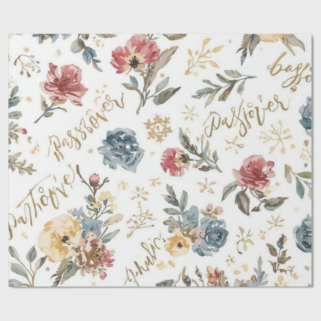"Passover" floral Wrapping Paper (Flat)