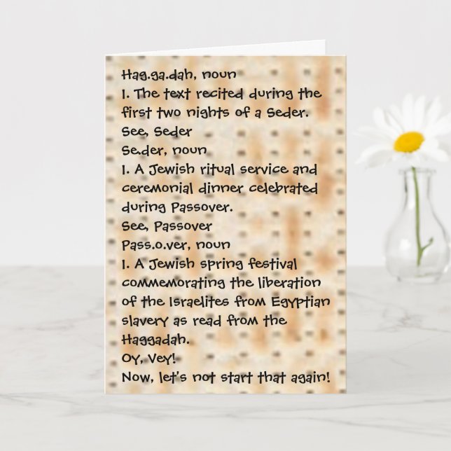 Passover Funny Define Haggadah Matzah Card (Small Plant)