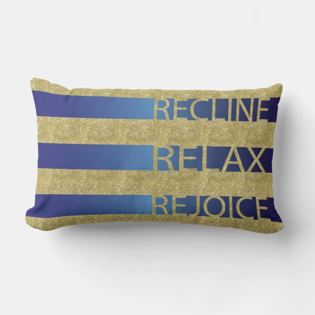 Passover Gold/Blu Pillow "Recline, Relax, Rejoice" (Front)
