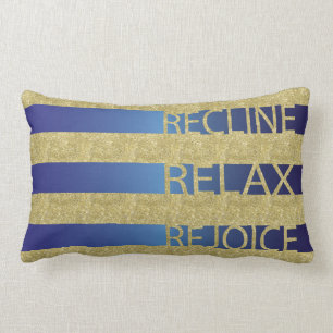 Passover Gold/Blu Pillow "Recline, Relax, Rejoice"