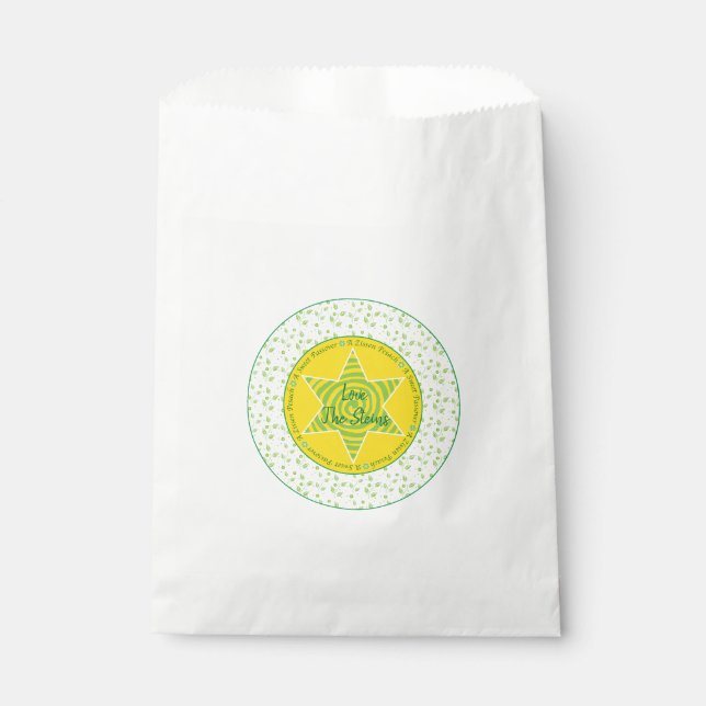 Passover "Green Yellow Star" Goodie Favour Bag (Front)