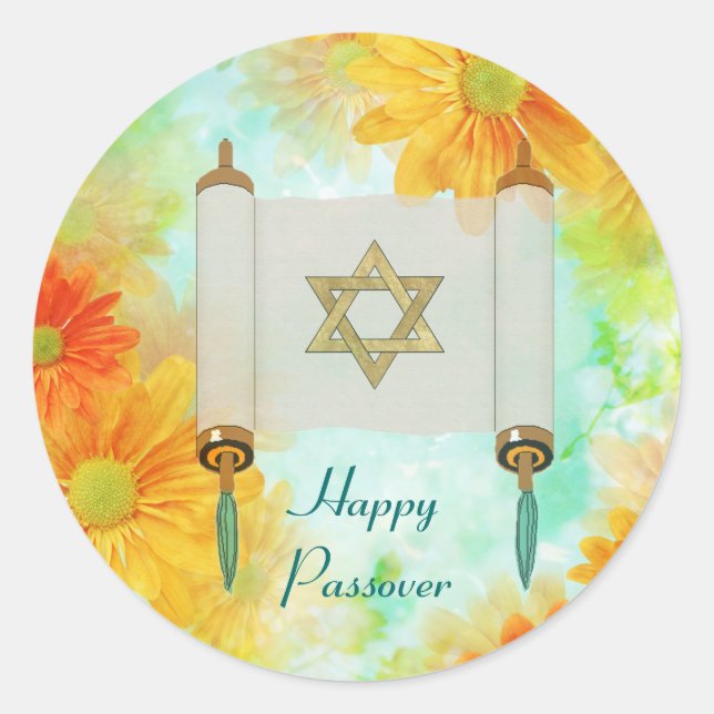 Passover Greetings Classic Round Sticker (Front)