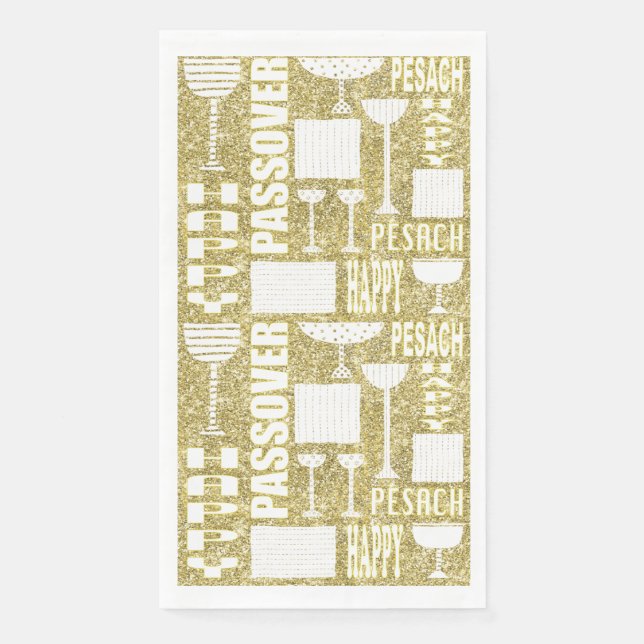 Passover Guest Towel Napkins "Passover Gold" (Front)