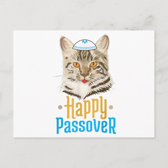 Passover Happy Passover Cat Funny Seder Jewish Announcement Postcard (Front)