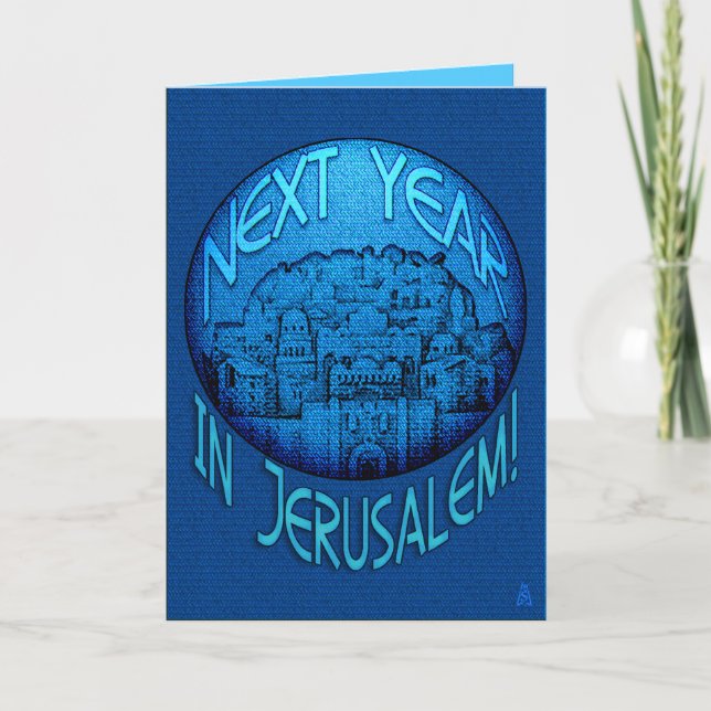 Passover Jerusalem Blue Card (Front)