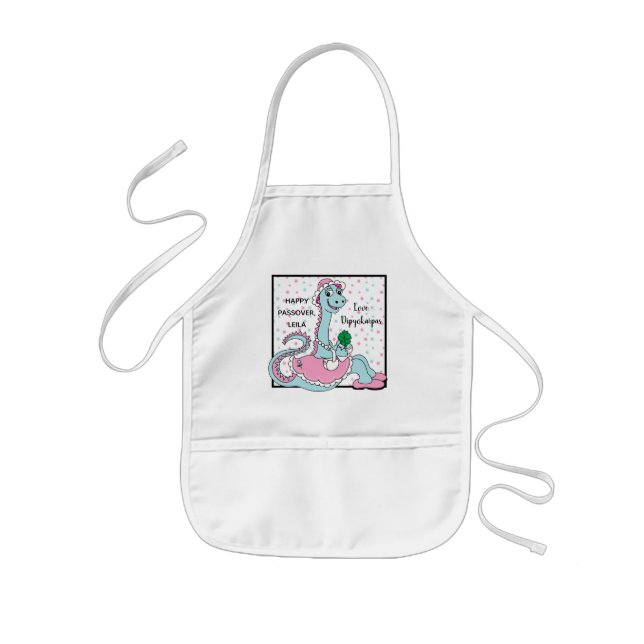 Passover Kids' Apron Dipyokarpas Dinosaur (Front)