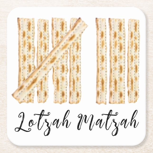 Passover Lotzah Matzah 8 Days Square Paper Coaster (Front)