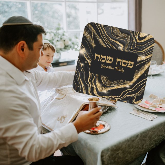 Passover Marble Black and Gold Glitter  Square Sticker (Creator Uploaded)