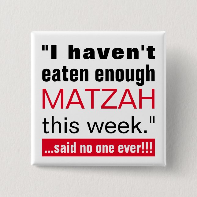 Passover Matzah Funny 15 Cm Square Badge (Front)