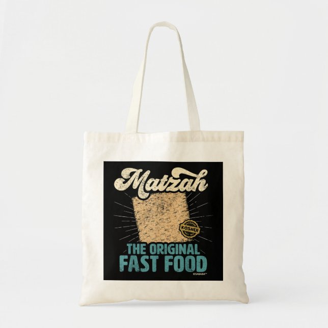 Passover Matzah The Original Fast Food Funny Seder Tote Bag (Front)