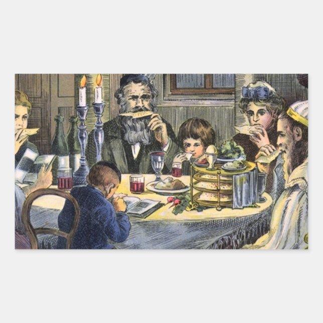 passover meal rectangular sticker (Front)