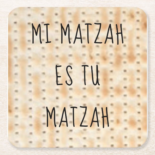 Passover Mi Matzah Es Tu Matzah Square Paper Coaster (Front)