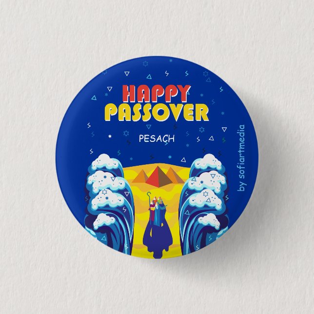 Passover Moses & Israelites' Exodus Pop Art Paint 3 Cm Round Badge (Front)