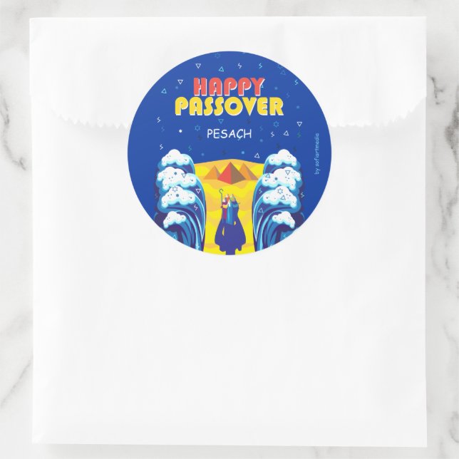 Passover Moses & Israelites' Exodus Pop Art Paint Classic Round Sticker (Bag)