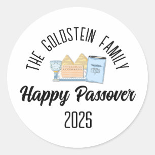 Passover Personalised Family Name  Classic Round Sticker