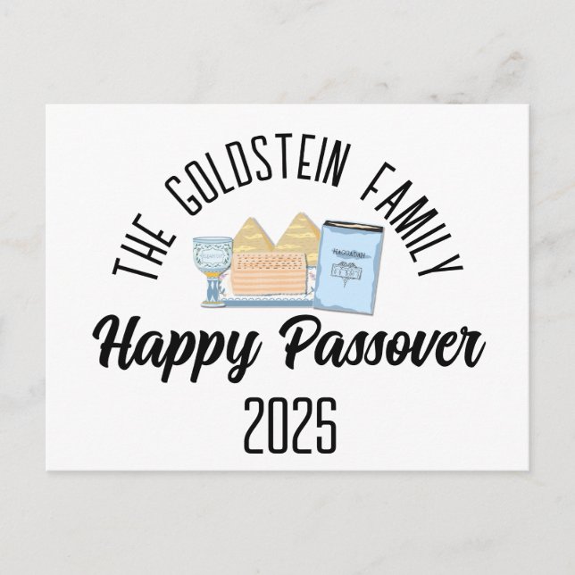 Passover Personalised Family Name  Holiday Postcard (Front)