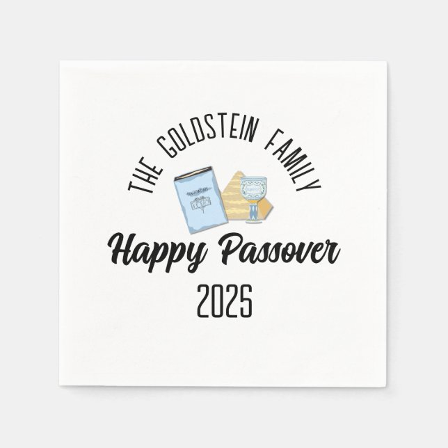 Passover Personalised Family Name  Napkin (Front)