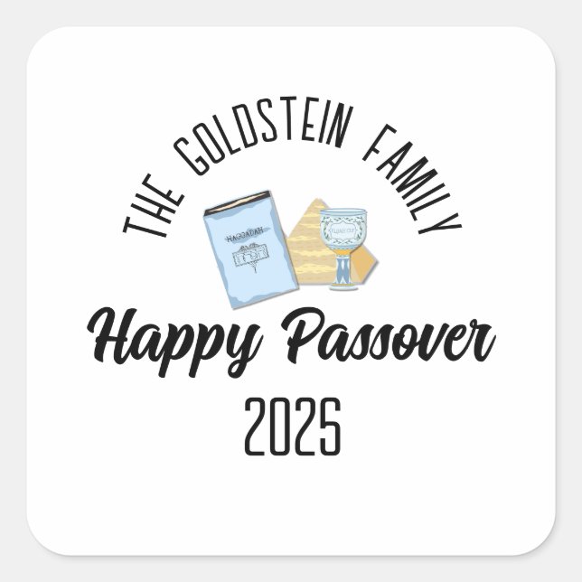 Passover Personalised Family Name  Square Sticker (Front)