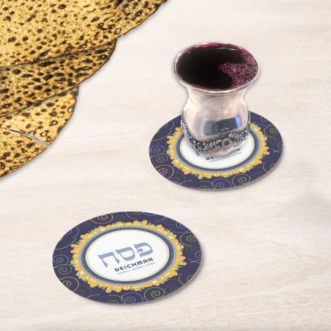 Passover Pesach Personalised Seder Jerusalem Round Paper Coaster (Creator Uploaded)