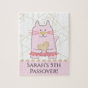 Passover Pink Cat Ballerina Puzzle for Kids