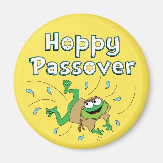 Passover Round Magnet "Hoppy Passover" (Front)