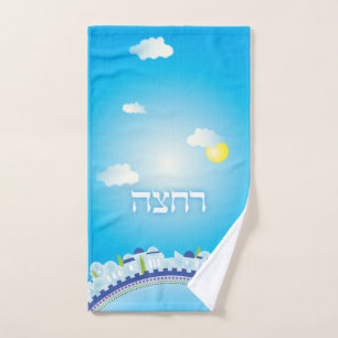 Passover Seder Hand Towel with Jerusalem Sky Theme