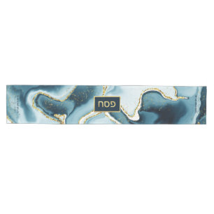 Passover Seder Hebrew Teal Agate Personalised Medium Table Runner
