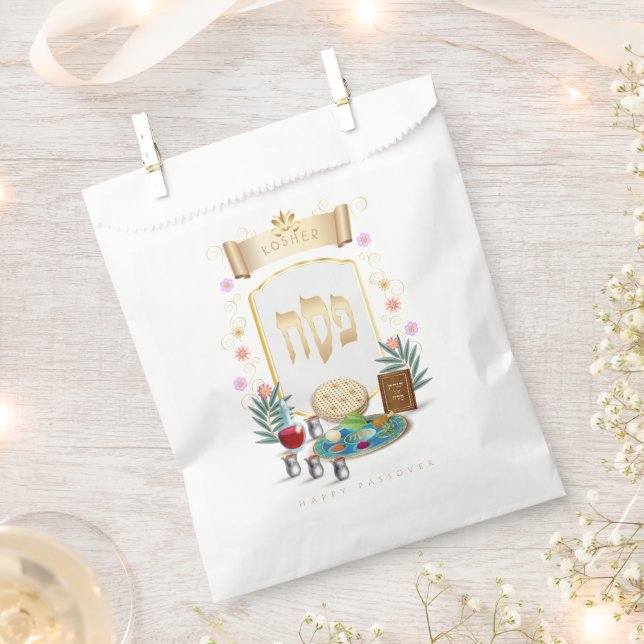 Passover Seder Kosher Pesach Symbols Favour Bag (Clipped)