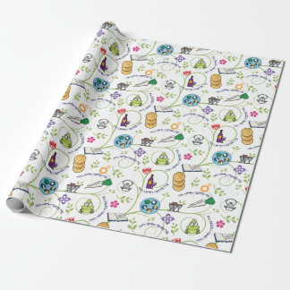Passover Seder Matza Wine Frogs Colorful Quirky Wrapping Paper