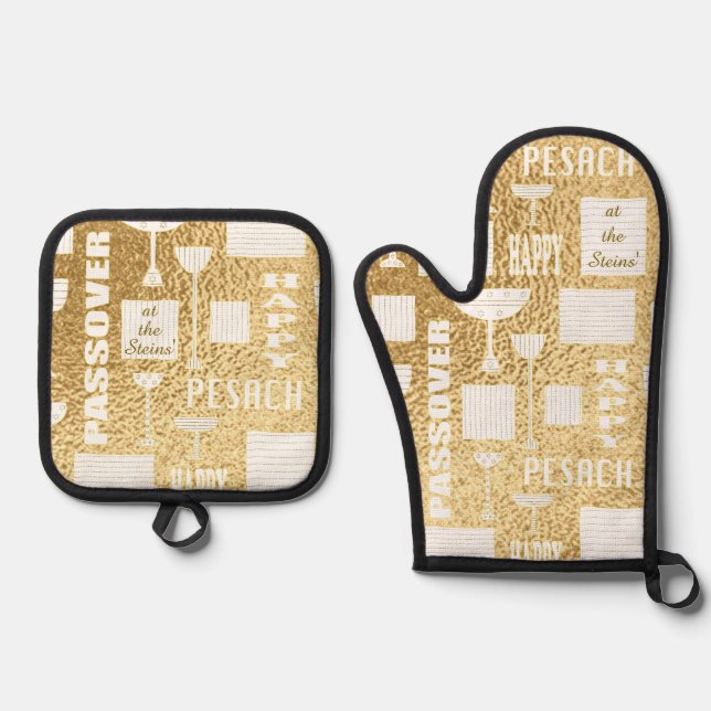 Passover Seder Oven Mitt & Pot Holder Set (Front)