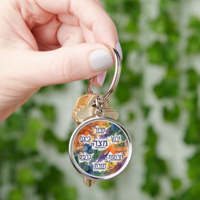 Passover Seder Plate Kearah Gift for Pesach  Key Ring (Hand)