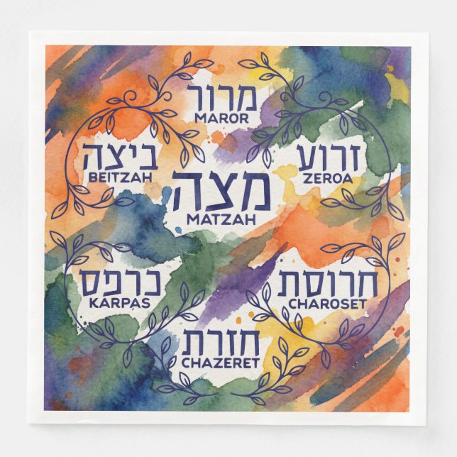 Passover Seder Plate Pesach Table Decor Napkin (Front)