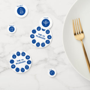 Passover Seder The 10 Plagues Blue and White Confetti